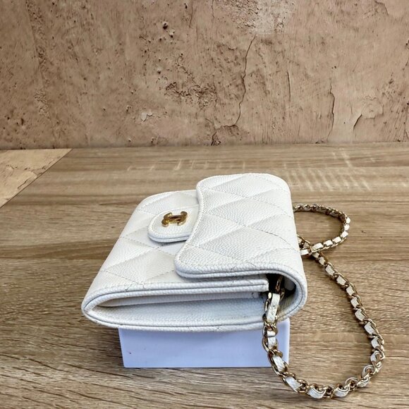 Chanel White Quilted Caviar Mini Wallet on Chain - Picture 4 of 8